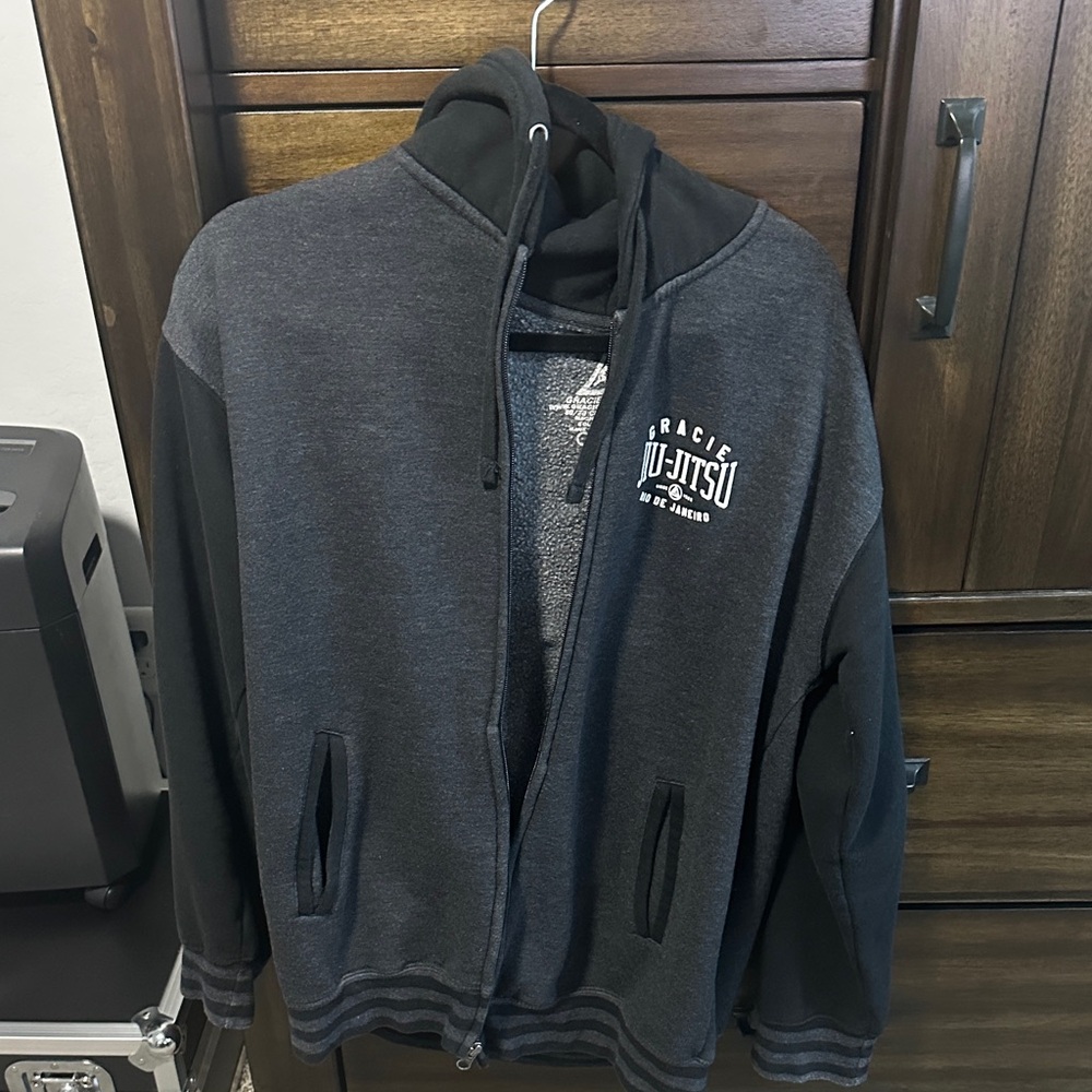 Men's Zip-Up Sweater - Black and Gray